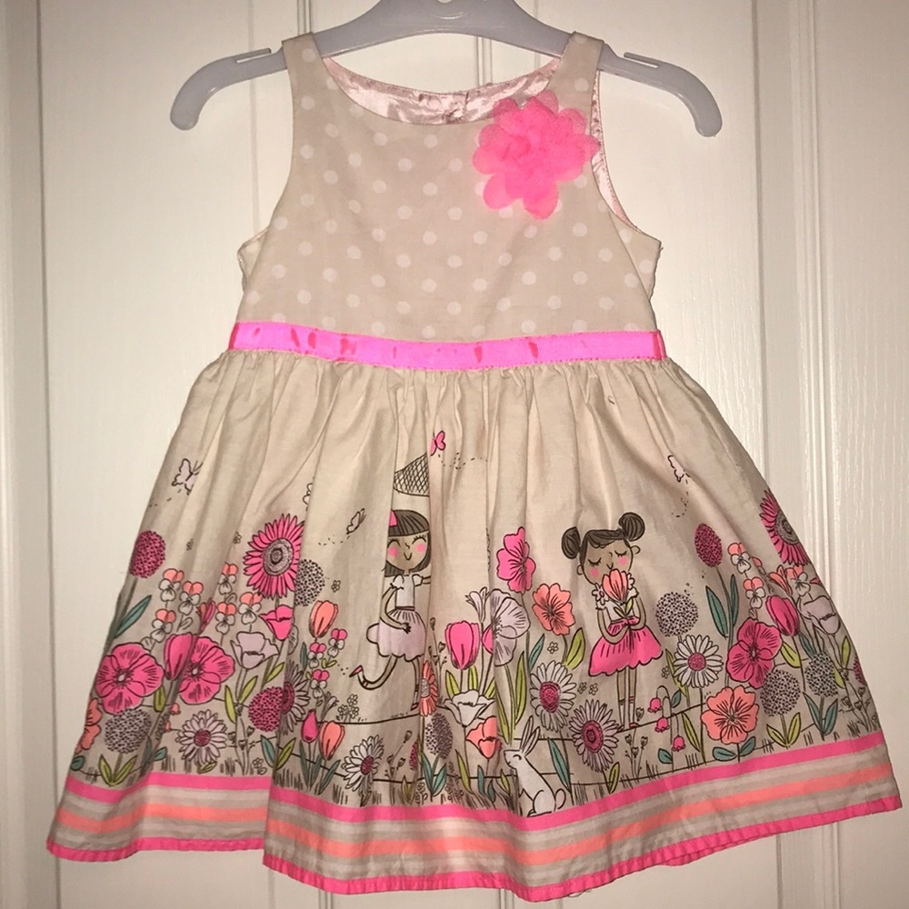 Spring dress with flowers and little girls